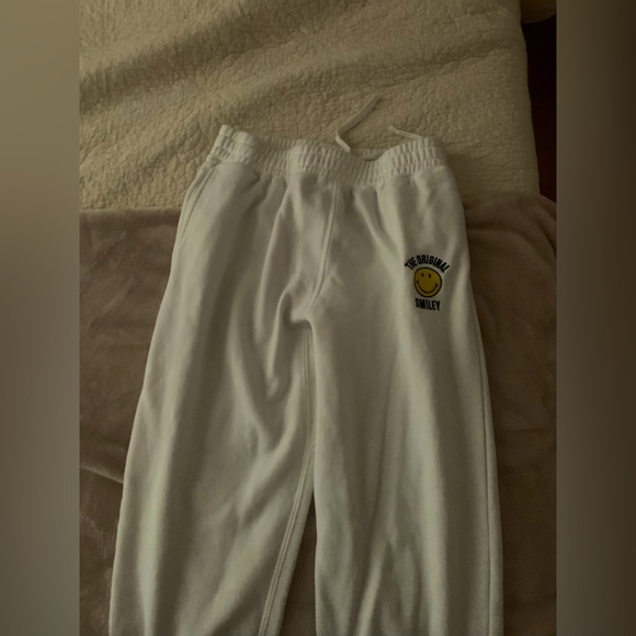 H&M x SMILEY size S white sweat pants - Picture 1 of 1